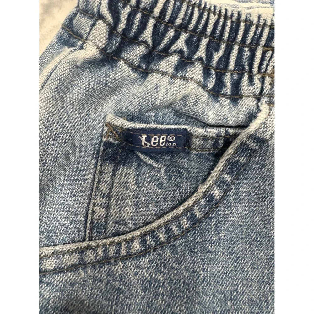 Vintage Lee High Waisted Mom Jeans Light Wash Elastic Waist Tapered Leg 14M 14L